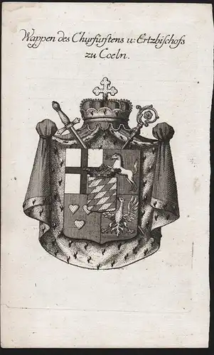 Wappen des Churfürstens u: Ertzbischofs zu Coeln - Coeln - Köln - Wappen coat of arms