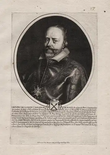 Henry de Gondy Cardinal de Raiz - Henri de Gondi (1572-1622) cardinal Belle-Ile Myeres Retz Paris bishop Portr