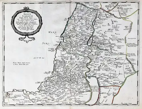 Regnum Iudeorum in filios Herodis Magni. - Holy Land Israel Palestine Palästina Judaica map Karte carte