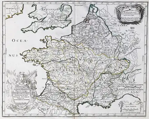 Gallia Vetus ex C. Iulii Caesaris comentariis descripta - Gallia Gallien France Frankreich Gallier Roman Empir