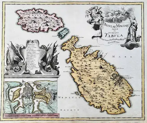 Insulae Maltae nova et acurata Tabula. - Malta La Valletta island Insel map Karte