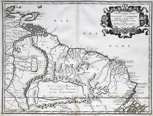 Partie de Terre Ferme, ou sont Guiane et Caribane. - Suriname Guyana French Guiana Venezuela South America map