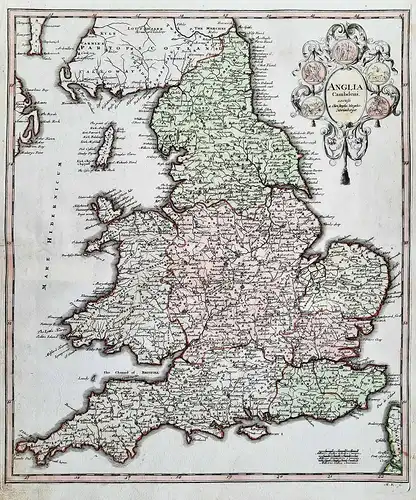 Anglia. - England Wales Great Britain map Karte