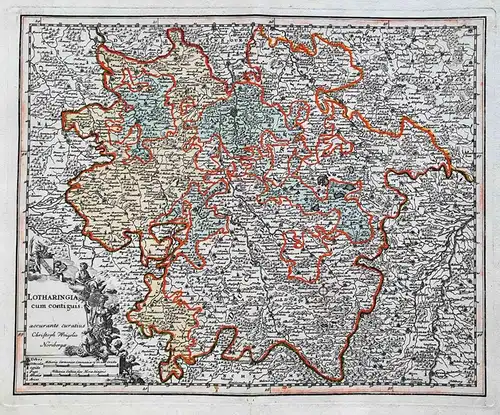 Lotharingia cum contiguis. - Lorraine Lothringen Landkarte France Frankreich carte map Karte