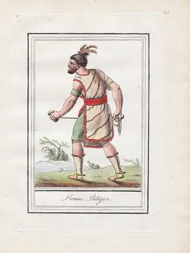 Homme Patagon - Patagonia Patagonien South America Amerika Indianer Indiens Tracht Trachten costume Kupferstic