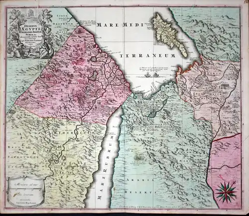 Deserta Aegypti Thebaidis, Arabiae, Syriae... - Egypt Cyprus Israel Lebanon Jordan Arabia map Karte