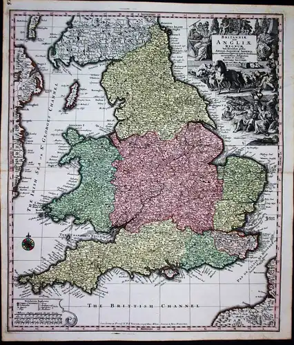 Britanniae sive Angliae Regnum.... - England Wales Great Britain Großbritannien London map Karte