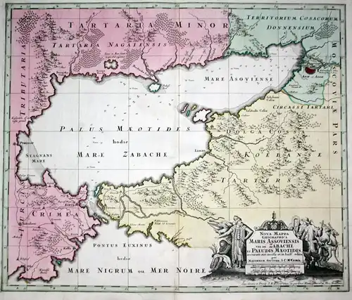 Nova Mappa Geographica Maris Assoviensis vel de Zabache et Paludis Maeotidis - Sea of Azov Ukraine Russia Kerc