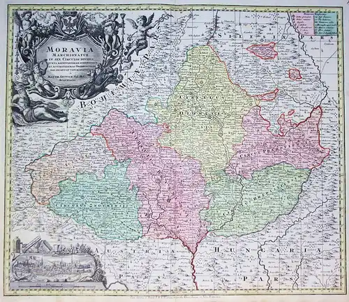 Moravia Marchionatus in sex circulos divisus juxta recentissimam dimensionem... - Mähren Moravia Czech map Kar