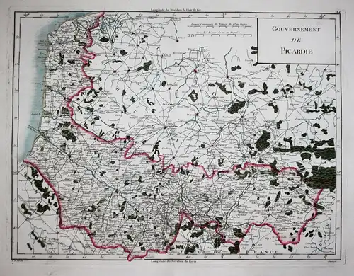 Gouvernement de Picardie. - Picardie Amiens Abbeville Montrevil Bray France carte map Karte