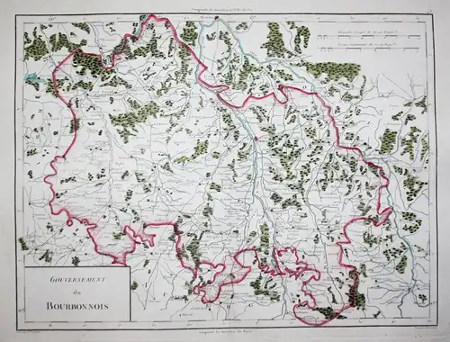 Gouvernement de Bourbonnois. - Bourbonnais Moulins Charenton France Frankreich carte map Karte