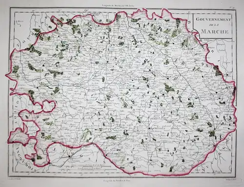 Gouvernement de la Marche. - Marche Bellae Gueret Aubusson France Frankreich carte map Karte