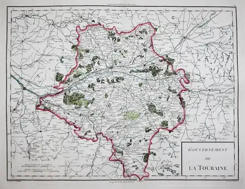 Gouvernement de la Touraine. - Touraine Tours Amboise France Frankreich carte map Karte