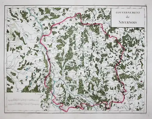 Gouvernement de Nivernois. - Nivernois Nevers Corbigny La Charité France Frankreich carte map Karte