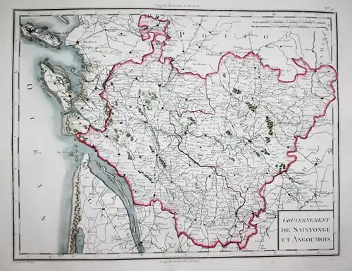 Gouvernement de Saintonge et Angoumois. - Saintonge Angoumois Saintes Angouleme France Frankreich carte map Ka