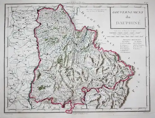 Gouvernement du Dauphiné - Dauphine Grenoble Briancon Romans France Frankreich carte map Karte