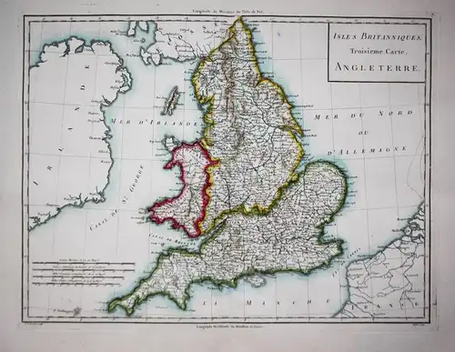 Isles Britaniques Troisieme carte. Angleterre. - England Wales map Karte