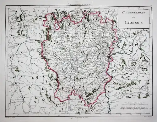 Gouvernement du Lyonnois - Lyonnais Lyon Roanne St. Etienne France Frankreich carte map Karte