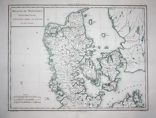 Royaume de Danemarck: Deuxieme Carte. Danemarck propre le Jutland et les isles - Denmark Danmark Dänemark map