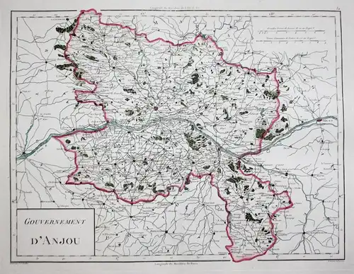 Gouvernement d'Anjou. - Anjou Angers Saumur Segre France carte map Karte