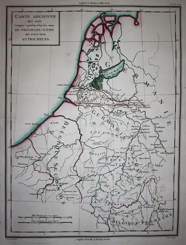 Carte Ancienne des Pays compris a present sous les noms des Provinces Unies et des Pays-Bas Autrichiens - Nede