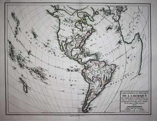 Carte Generale et Physique de l'Amerique. - America Amerique Amerika North South continent Kontinent map Karte