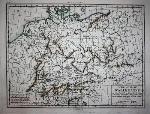 Carte Ancienne d'Allemagne - Germanen Germanien Deutschland Germany Deutsches Reich Geologie Geographie map Ka