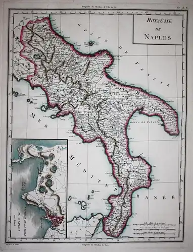 Royaume de Naples. - Napoli Calabria Basilicata Puglia Italia Italy Italien carta incisione map Karte
