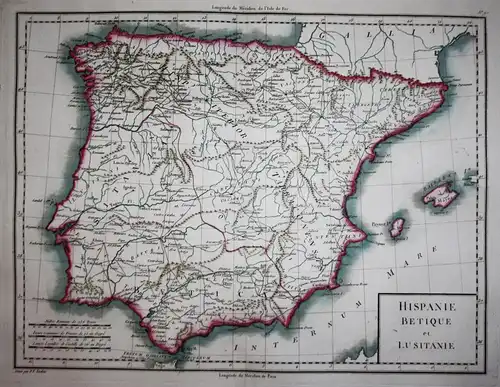 Hispanie Betique et Lusitanie. - Espana Spain Spanien Portugal carta map Karte