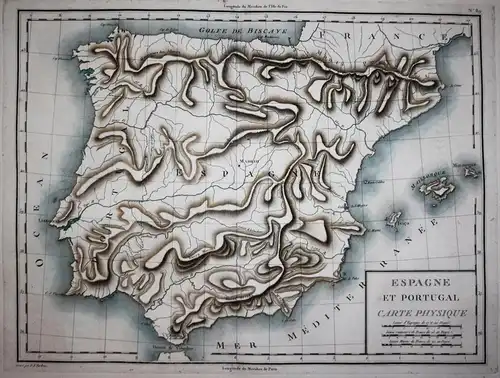 Espagne et Portugal. Carte Physique. - Espana Spain Spanien Portugal carta map Karte