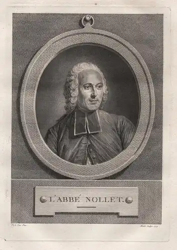 l'Abbé Nollet - Jean-Antoine Nollet (1700-1770) physicist physician Portrait
