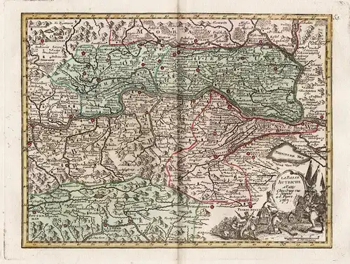 La Basse Autriche - Kärnten Steiermark Oberösterreich Leoben Wien Österreich Karte map Kupferstich antique pri