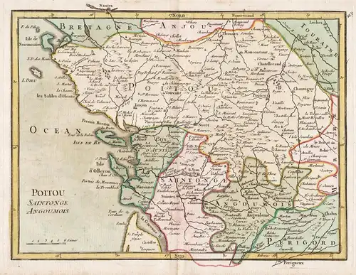 Poitou Saintogne Angoumois - Niort La Rochelle France gravure carte Karte map