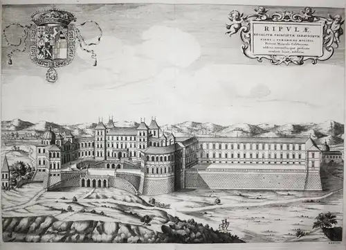 Ripulae Regalium Principum Sabaudorum - Rivoli Castello Piemonte veduta Italia Italy Italien incisione
