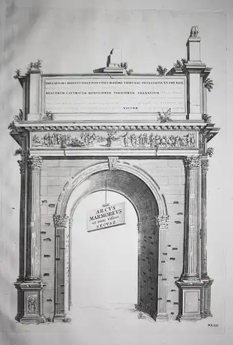 Arcus Marmoreus ut nunc visitur Secusii - Susa Arco d'Augusto Piemonte Italia Italy Italien veduta incisione