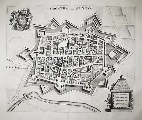 S. Agatha vulgo Santya - Santhia Vercelli Piemonte Italia Italy Italien incisione veduta