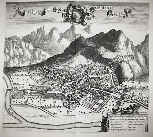 Civitas sancti Joannis Maurianensis - Saint-Jean-de-Maurienne Savoie Auvergne gravure