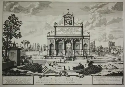 Veue de la Fontaine du Pape Paul V. avec les Nouvelles ornements Faitte par Alexander VIII. - Roma Rome Rom Fo