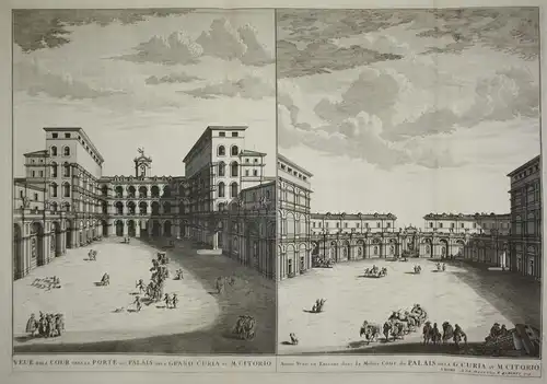 Veue dela Cour vers la Porte du Palais dela Grand Curia au M. Citorio. - Roma Rome Rom Palazzo Montecitorio Ar