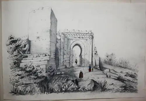 Album with 18 original drawings of views in Algeria. Made during the French colonisation in the 1840's.