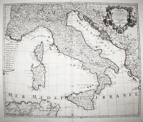L'Italie - Italia Italy Italien Sardegna Corsica Sizilia carta map Karte acquaforte incisione in rame
