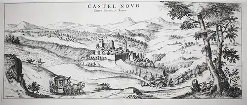 Castel Nuovo. Entre Lorete & Rome. - Castelnuovo di Porto Lazio Italy Italia Italien veduta incisione su rame