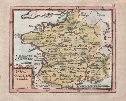 Nova Galliae Tabula - France Frankreich carte Karte map