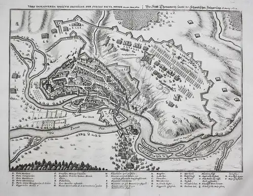 Die Statt Thonauwerth sambt der Schwedischen Belagerung - Donauwörth Donau Schwaben Belagerung