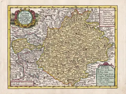 Der Satzer Creis in dem Königreiche Böhmen gelegen. // Saaz Satec Böhmen Bohemia Louny Kadan map carte