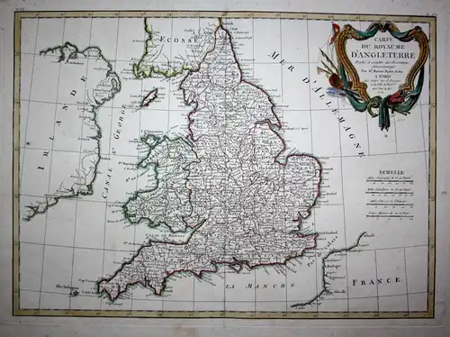 Carte du Royaume D'Angleterre. - England Wales Great Britain Großbritannien map Karte