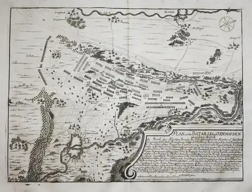 Plan von der Bataille bey Oudenarden den 11. Julii 1708 - Audenarde Oudenaarde gravure plan bataille