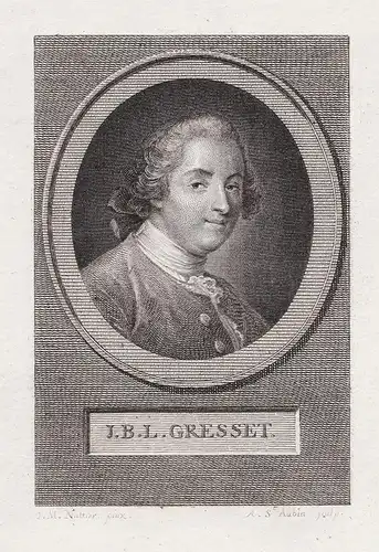 J. B. L. Gresset - Jean-Baptiste Louis Gresset (1709-1777) poete poet Amiens Portrait