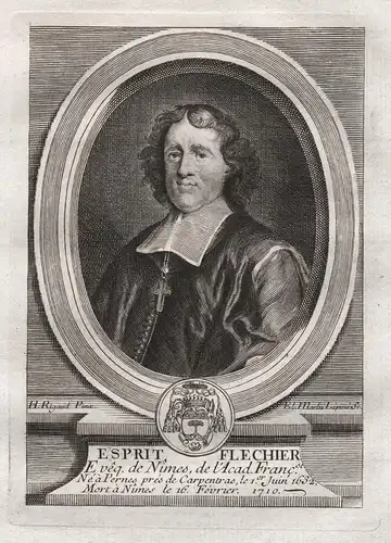 Esprit Flechier - Esprit Flechier (1632-1710) eveque de Lavaur, Nimes gravure Portrait engraving