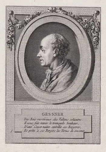 Gessner - Salomon Gessner (1730-1788) poet poete Dichter Maler painter peintre engraver Portrait gravure